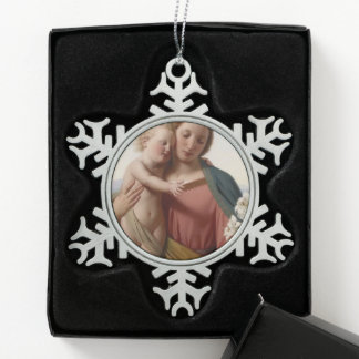 Glory To Jesus And Mary Snowflake Pewter Christmas Ornament