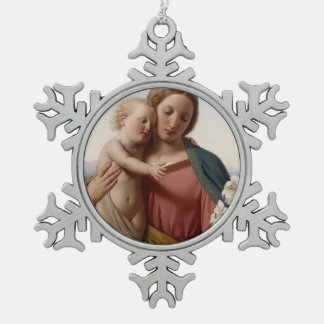 Glory To Jesus And Mary Snowflake Pewter Christmas Ornament