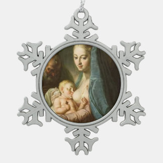 Glory To Jesus And Mary Snowflake Pewter Christmas Ornament