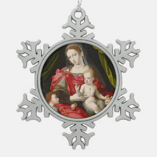Glory To Jesus And Mary Snowflake Pewter Christmas Ornament