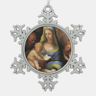 Glory To Jesus And Mary Snowflake Pewter Christmas Ornament