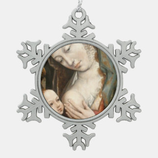 Glory To Jesus And Mary Snowflake Pewter Christmas Ornament