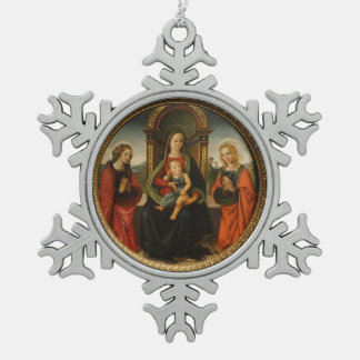 Glory To Jesus And Mary Snowflake Pewter Christmas Ornament
