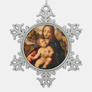 Glory To Jesus And Mary Snowflake Pewter Christmas Ornament