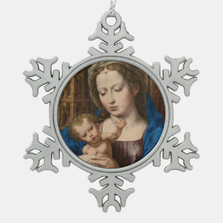 Glory To Jesus And Mary Snowflake Pewter Christmas Ornament