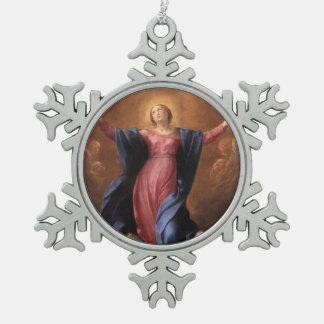 Glory To Jesus And Mary Snowflake Pewter Christmas Ornament
