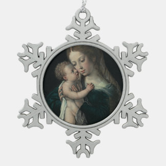 Glory To Jesus And Mary Snowflake Pewter Christmas Ornament
