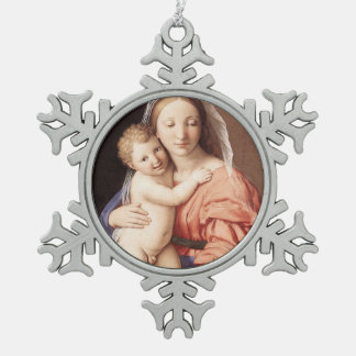 Glory To Jesus And Mary Snowflake Pewter Christmas Ornament