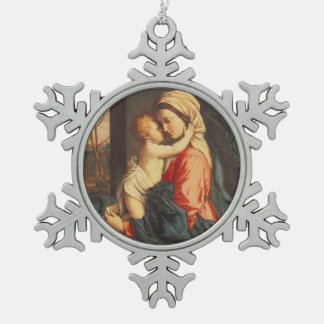 Glory To Jesus And Mary Snowflake Pewter Christmas Ornament