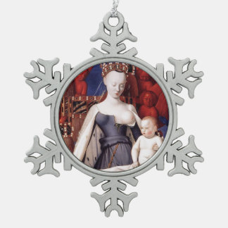 Glory To Jesus And Mary Snowflake Pewter Christmas Ornament