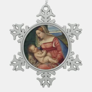 Glory To Jesus And Mary Snowflake Pewter Christmas Ornament