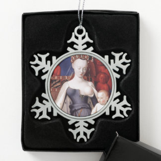 Glory To Jesus And Mary Snowflake Pewter Christmas Ornament
