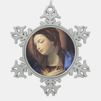 Glory To Jesus And Mary Snowflake Pewter Christmas Ornament