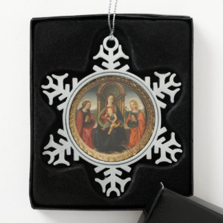 Glory To Jesus And Mary Snowflake Pewter Christmas Ornament