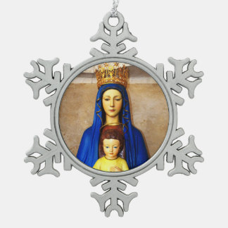 Glory To Jesus And Mary Snowflake Pewter Christmas Ornament