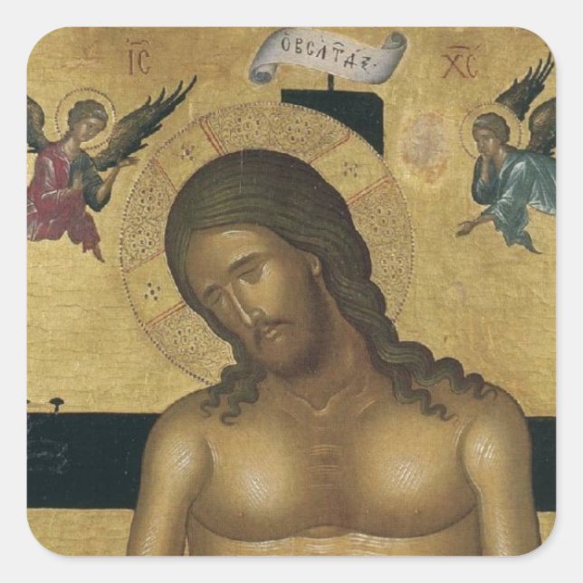 GLORY TO JESUS CHRIST SQUARE STICKER (Front)