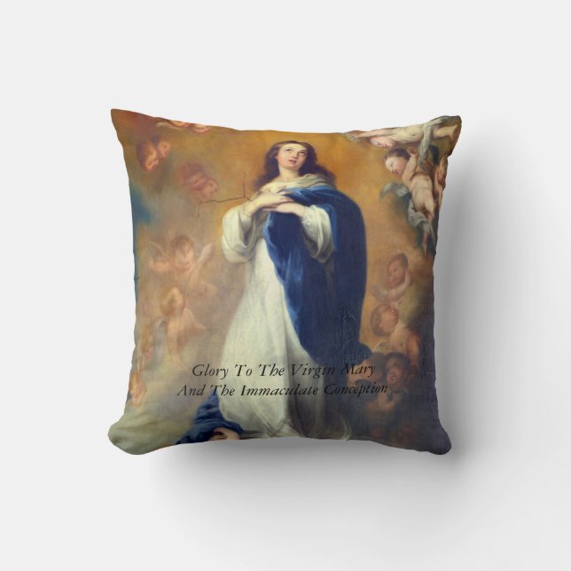 Glory To Mary and the Immaculate Conception Cushion (Front)