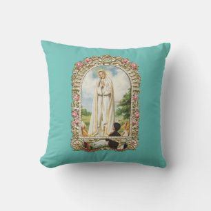 glory to our lady of fatima throw pillow