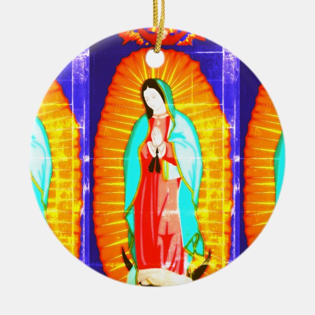 Glory To Our Lady Of Guadalupe    Ceramic Tree Decoration (Front)