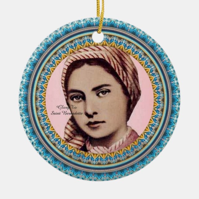 Glory To Saint Bernadette Ceramic Tree Decoration (Front)