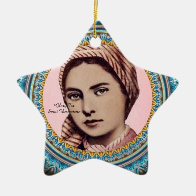Glory To Saint Bernadette Ceramic Tree Decoration (Front)