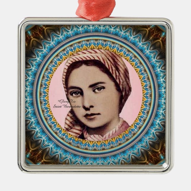 Glory To Saint Bernadette Metal Tree Decoration (Front)