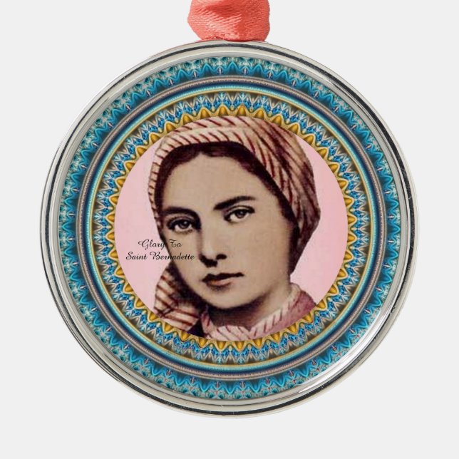 Glory To Saint Bernadette Metal Tree Decoration (Front)