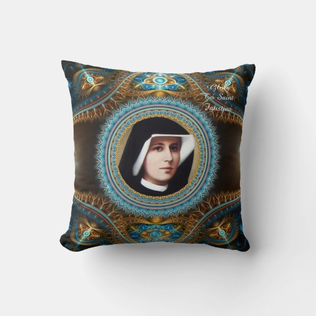 Glory To Saint Faustina Cushion (Front)