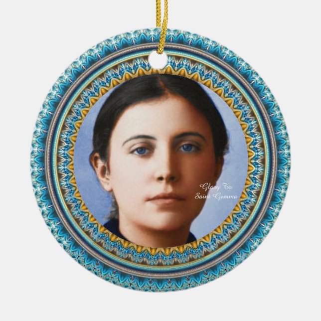 Glory To Saint Gemma Ceramic Tree Decoration (Front)
