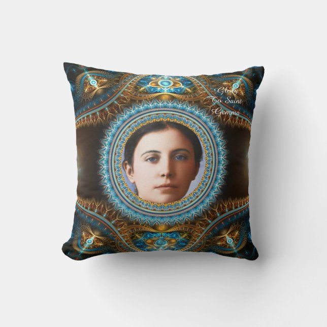 Glory To Saint Gemma Fractal Cushion (Front)