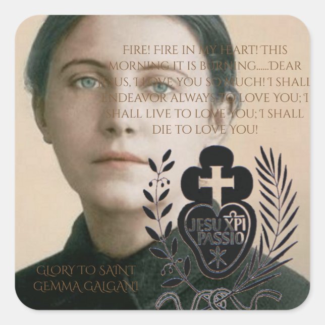 GLORY TO SAINT GEMMA SQUARE STICKER (Front)