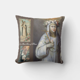 glory to saint rose of lima throw pillow