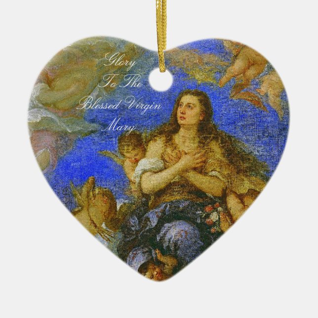 GLORY TO THE BLESSED VIRGIN MARY CERAMIC TREE DECORATION (Front)