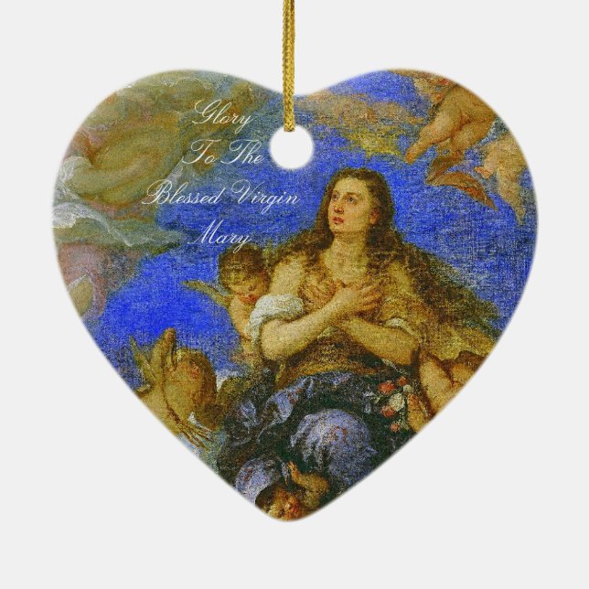 GLORY TO THE BLESSED VIRGIN MARY CERAMIC TREE DECORATION (Back)