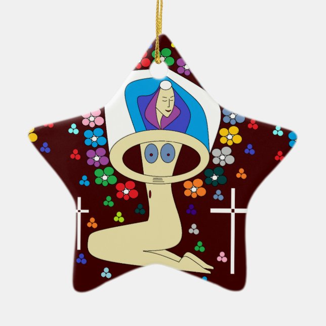 GLORY TO THE BLESSED VIRGIN MARY CERAMIC TREE DECORATION (Front)