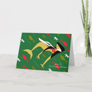 Glory To The Christmas Mermaid Holiday Card