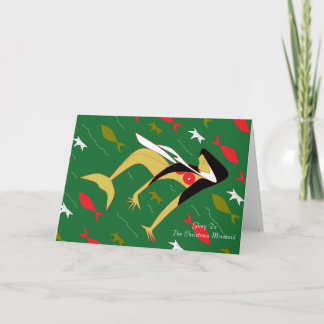 Glory To The Christmas Mermaid Holiday Card