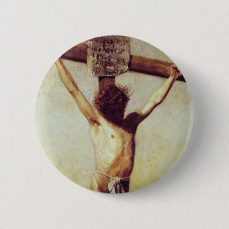GLORY TO THE CRUCIFIXION 6 CM ROUND BADGE