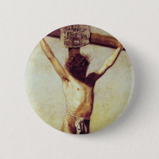 GLORY TO THE CRUCIFIXION 6 CM ROUND BADGE