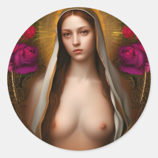 Glory To The Divine Breast of Mary Classic Round S Sticker