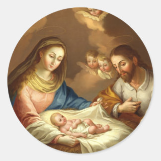 GLORY TO THE HOLY FAMILY CLASSIC ROUND STICKER