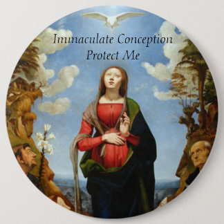 GLORY TO THE IMMACULATE CONCEPTION 6 CM ROUND BADGE