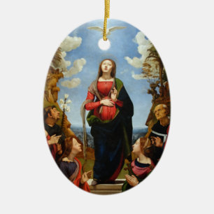 GLORY TO THE IMMACULATE CONCEPTION CERAMIC TREE DECORATION