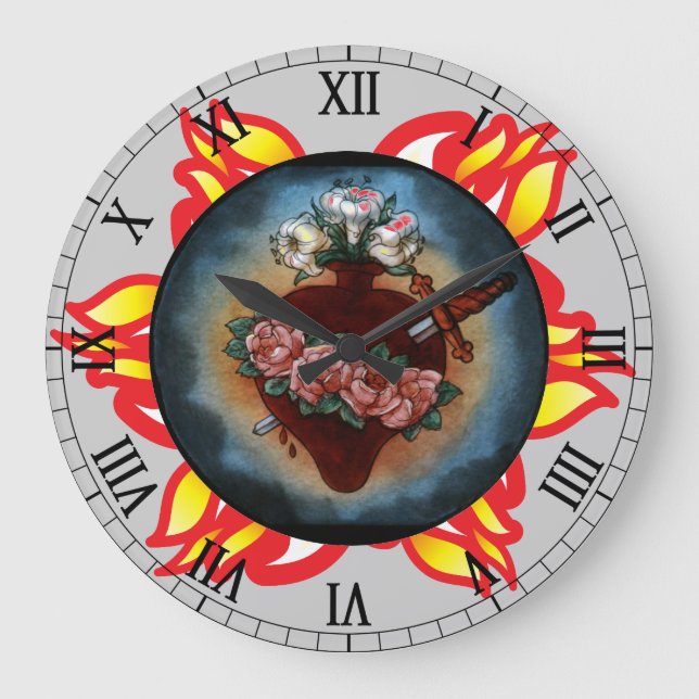 Glory To The Immaculate Heart Of Mary Large Clock (Front)