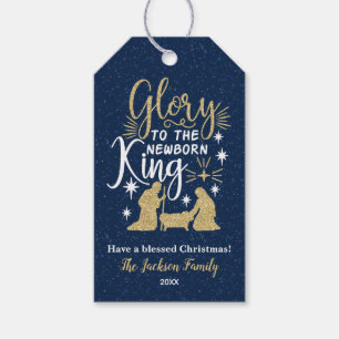 Glory to The Newborn King Glitter Gift Tags