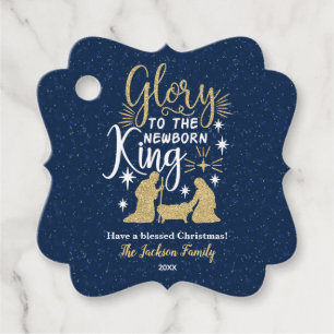 Glory to The Newborn King Glitter Gift Tags