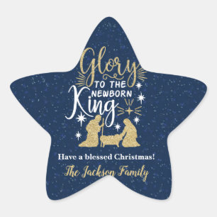 Glory to The Newborn King Glitter Star Sticker