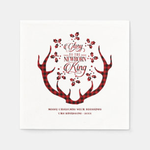 Glory To The Newborn King Red Buffalo Christmas Napkin