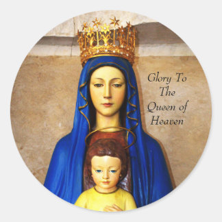 glory to the queen of heaven  classic round sticker