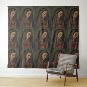 glory to the queen of heaven throw pillow tapestry